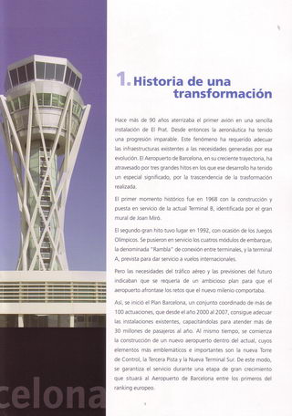 Pàgina 5 de 32 del document "Nueva Terminal Sur" editat pel Pla Barcelona (AENA) sobre la nova terminal T1 de l'aeroport del Prat